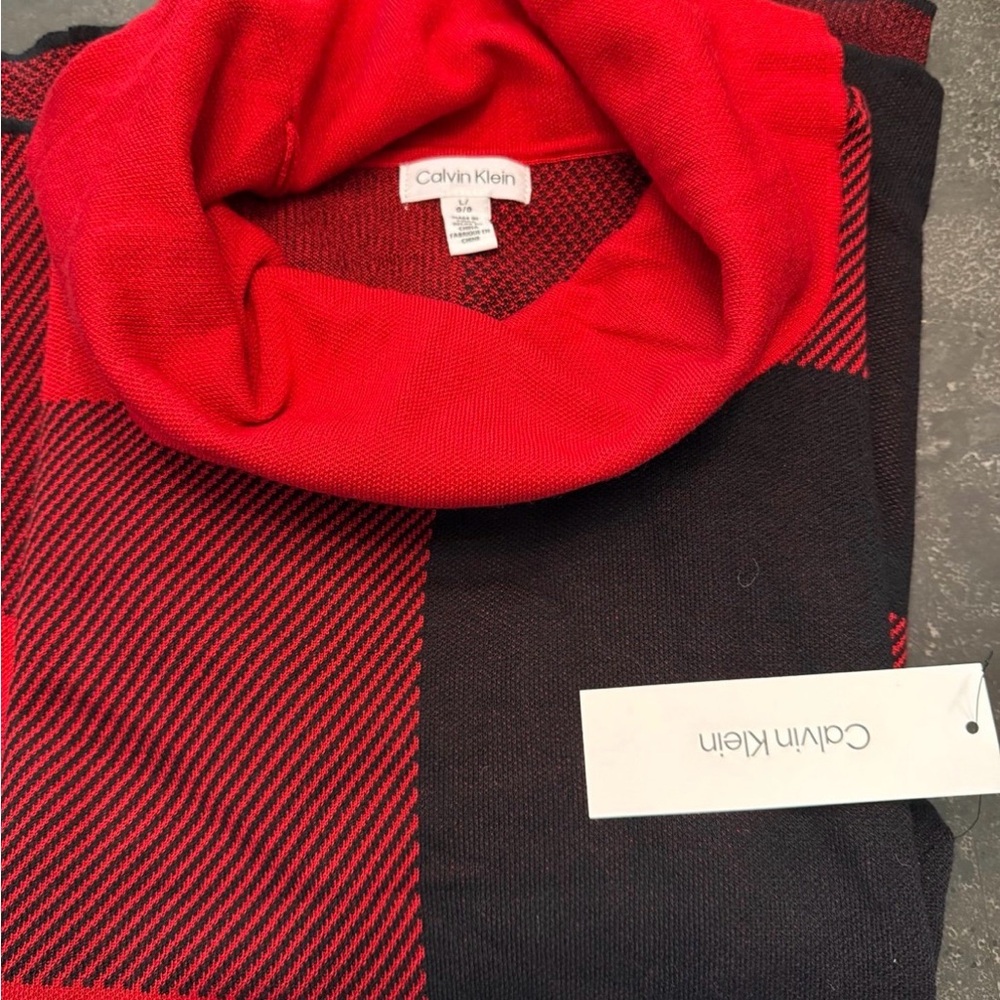 Calvin Klein Red and Black Womens Sweater